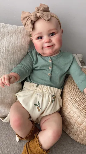 ADFO Reborn Baby Dolls 20 Inches Girl Realistic Baby Doll with Soft Cloth Body Smiling Real Like Baby Dolls with Toy Accessories for Kids Ages 3 