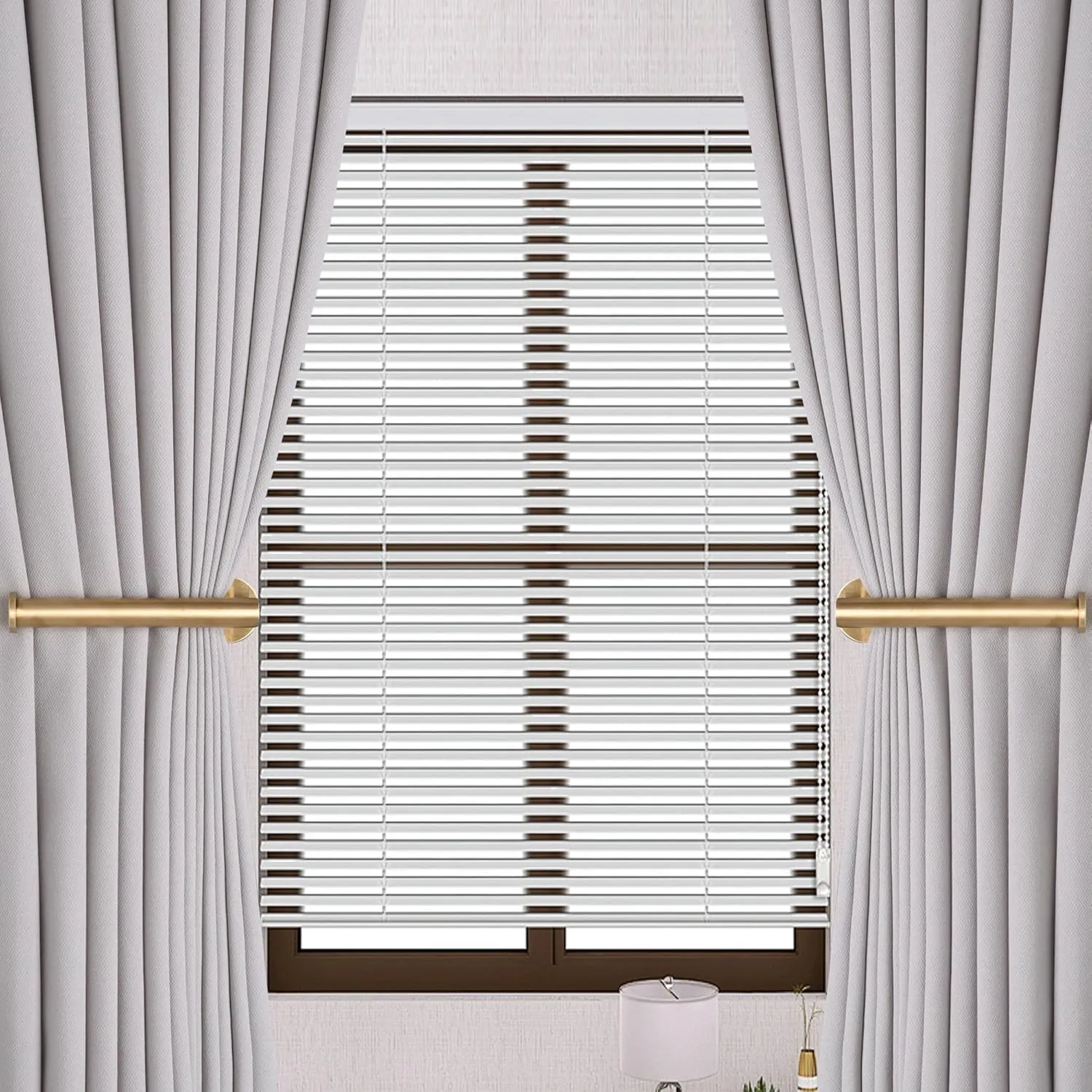 Adhesive Curtain Holdbacks - 4 Pack No Drill Tie Backs Hooks for Drapes, Damage-Free Wall Mounted Curtain Holders with Strong Adhesive (4, Gold)
