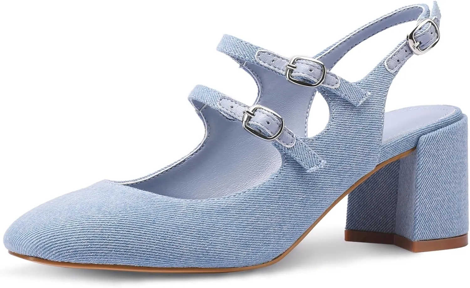 Adrizzlein Women Mary Janes Pumps Round Toe Strappy Chunky Heel Pumps with Adjustable Buckle