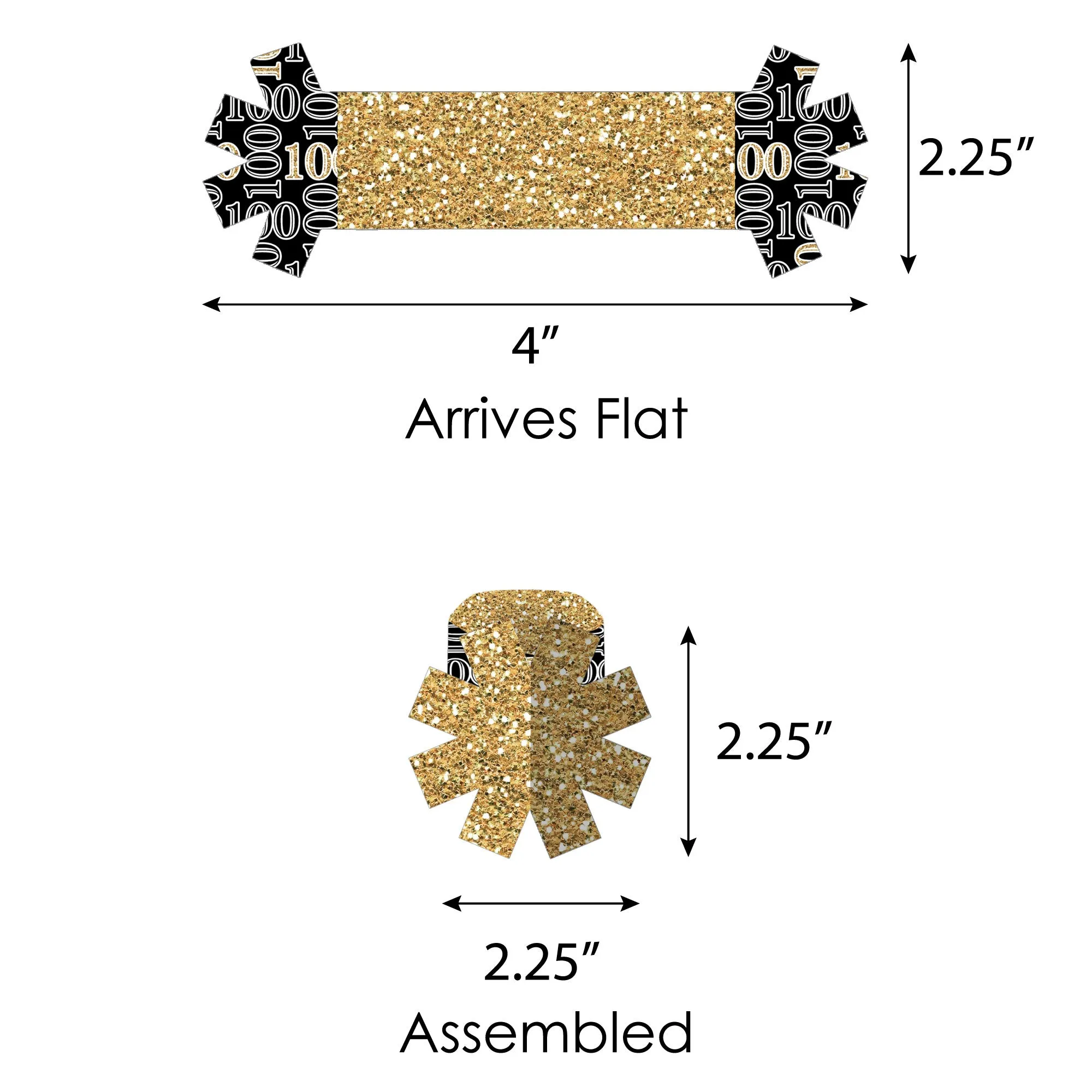 Adult 100th Birthday - Gold - Birthday Party Paper Napkin Holder - Napkin Rings - Set of 24