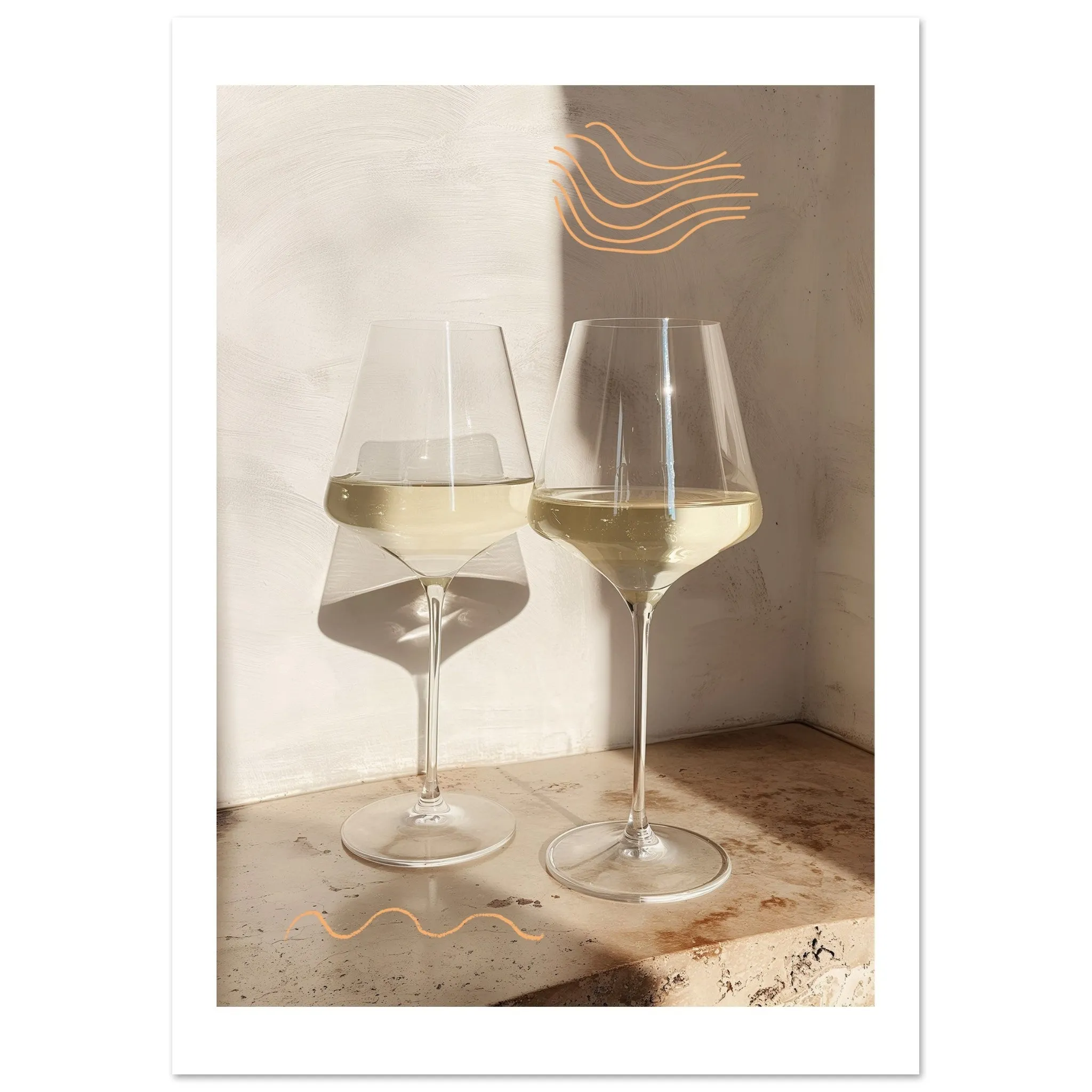 Aesthetic White Wine Glasses Matte Paper Wall Poster