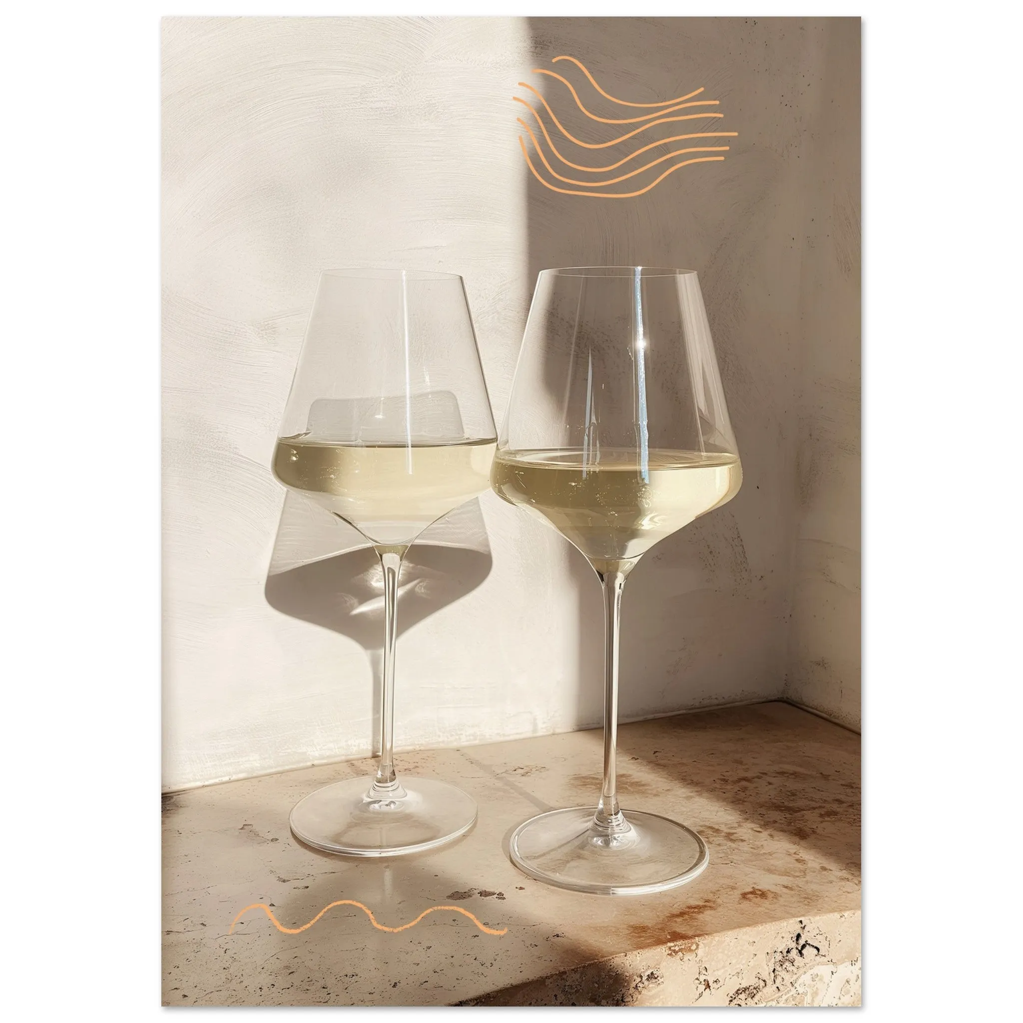 Aesthetic White Wine Glasses Matte Paper Wall Poster