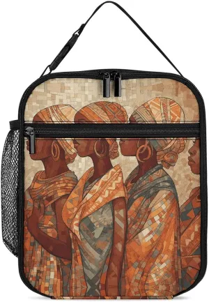 Africa Ethnic Pottery Reusable Lunch Bag Insulated Leakproof Lunch Box Lunch Tote Bag for Women Men Office Picnic Travel, 27.5X20cm, style, OAMKM551685