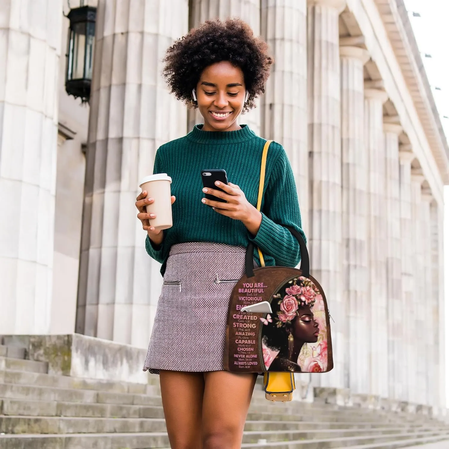 African American Women Lunch Bag Reusable American Afro Woman Lunch Bag Leakproof Insulated Lunch Box Cooler Tote Bag Food Container Snack Bag For Men Women Work Travel Picnic black women gifts