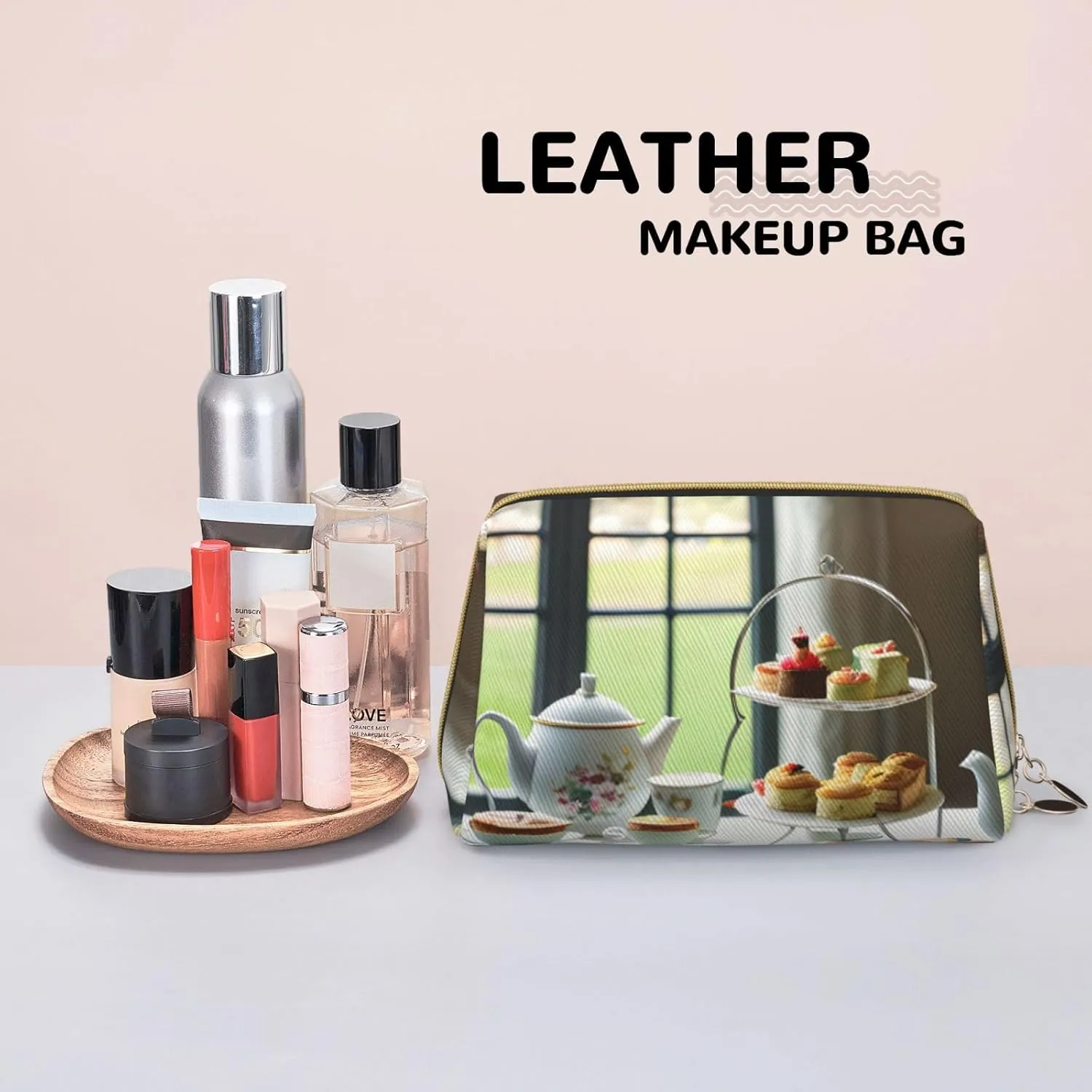 Afternoon Tea Toiletry Pouch, Travel-Friendly Makeup Organizer For Makeup Brushes, Lipsticks