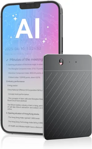 AI Voice Recorder, Free Real-Time Transcription & Translation | Chat gpt Powered Summarizer, 93 Languages, 64GB Memory, App Controlled, for Lectures, Interviews, Meetings, & Calls(Black)