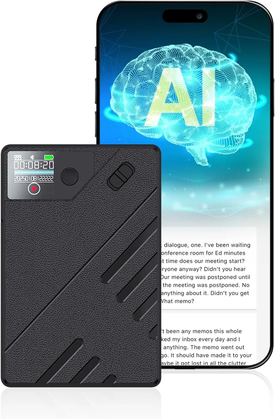AI Voice Recorder, Note Voice Recorder Accuracy Transcribe Smart Summarize & Simultaneous Translation, Support 112 Languages, App Control, AI Audio Recorder for Calls, Meetings, Lectures, Interviews