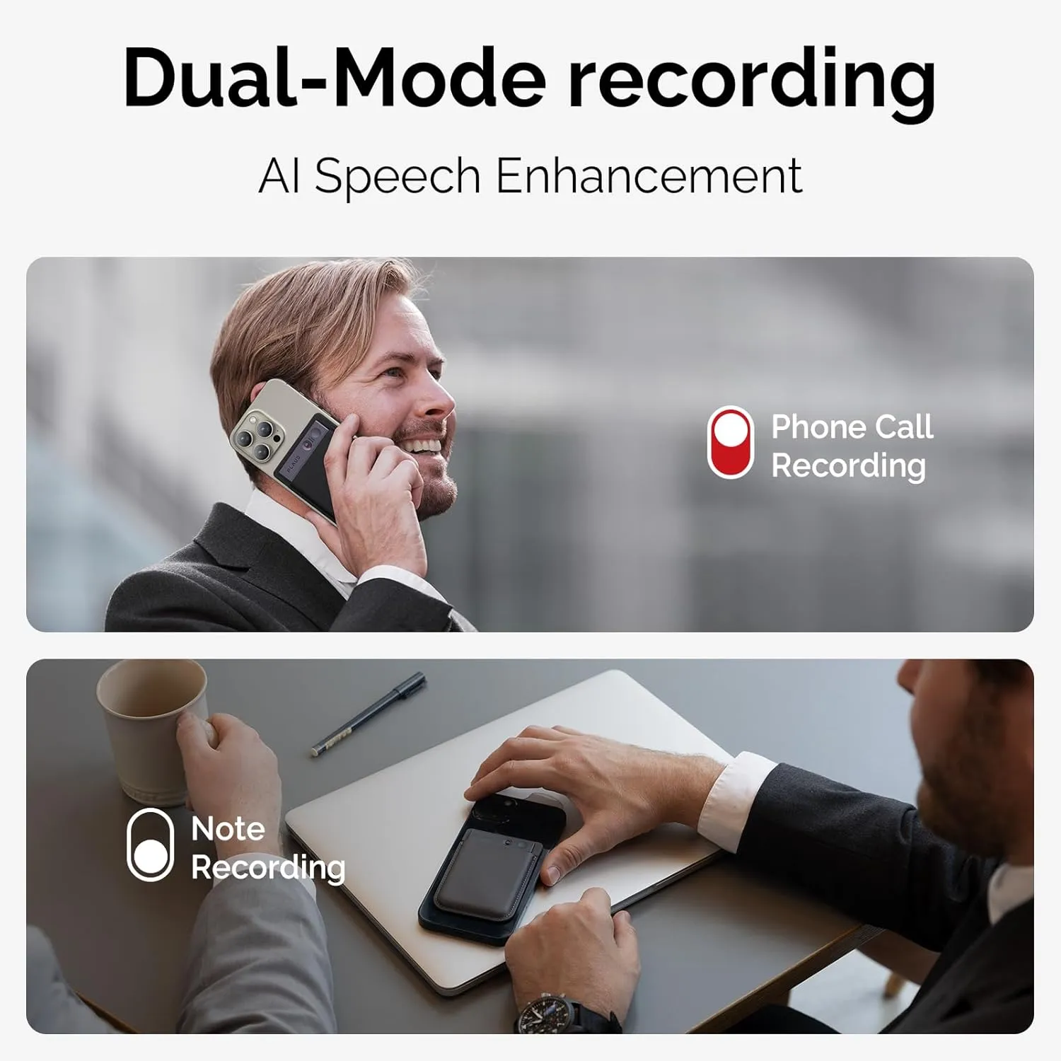 AI Voice Recorder, PLAUD Note Voice Recorder w/Case, App Control, Transcribe & Summarize with AI Technology, Support 112 Languages, 64GB Memory, Audio Recorder for Lecture, Meeting, Call, Interview