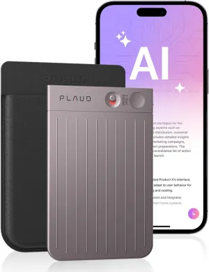 AI Voice Recorder, PLAUD Note Voice Recorder w/Case, App Control, Transcribe & Summarize with AI Technology, Support 112 Languages, 64GB Memory, Audio Recorder for Lecture, Meeting, Call, Interview