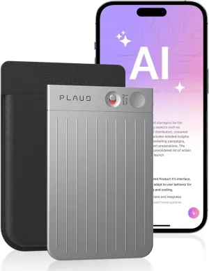 AI Voice Recorder, PLAUD Note Voice Recorder w/Case, App Control, Transcribe & Summarize with AI Technology, Support 112 Languages, 64GB Memory, Audio Recorder for Lectures, Meetings, Calls, Silver