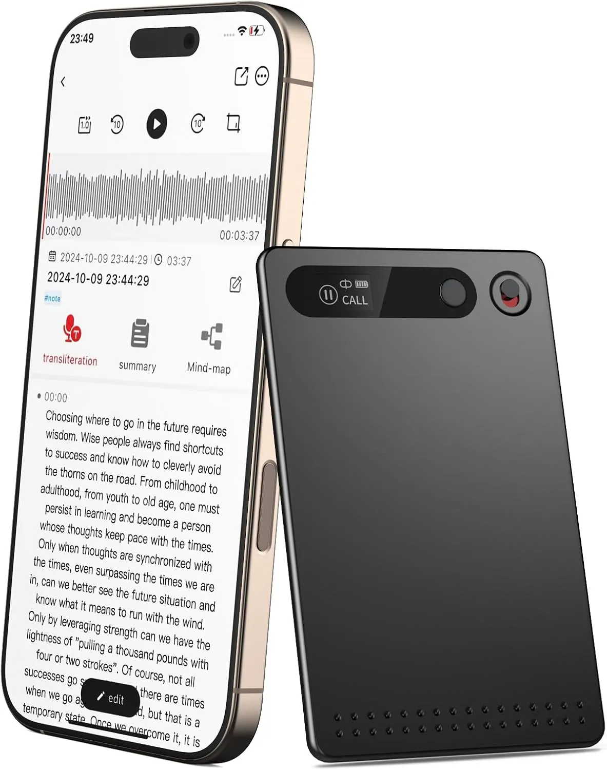 AI Voice Recorder, Voice Recorder AI Technology for Transcription & Summarization with Magnetic Housing, App Control,112 Languages, 64GB Memory, Audio Recorder for Lectures, Meetings, Calls-Dark Gray