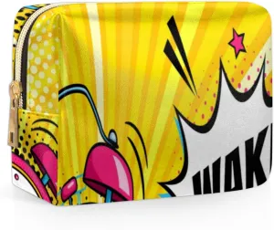 Alarm Clock Travel Makeup Bag Cosmetic Bags for Women Durable Portable Leather Waterproof Small Makeup Bag with 4 Pock for Christmas Birthday Gifts