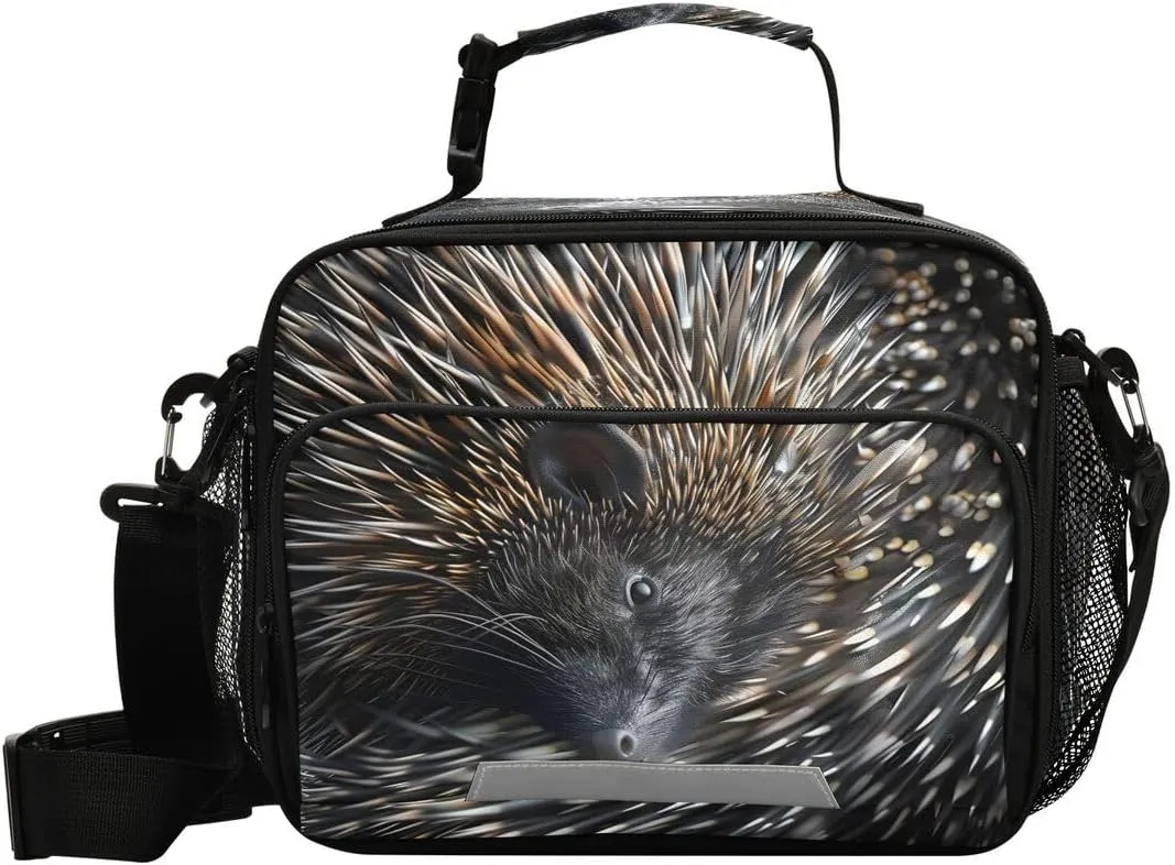 ALAZA Porcupine Cute Stylish Lunch Bag Reusable Insulated Cooler Lunch Tote Bag with Adjustable Shoulder Strap for Boys Girls Travel Picnic
