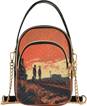 ALAZA Quilted Crossbody Bags for Women,Dark Western Railroad Workers Women's Crossbody Handbags Small Travel Purses Phone Bag