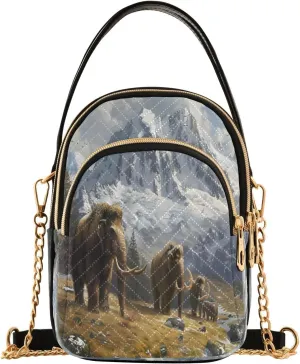 ALAZA Quilted Crossbody Bags for Women,Primitive Elephants Women's Crossbody Handbags Small Travel Purses Phone Bag