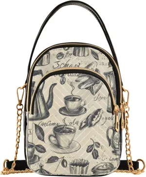 ALAZA Quilted Crossbody Bags for Women,Tableware Women's Crossbody Handbags Small Travel Purses Phone Bag