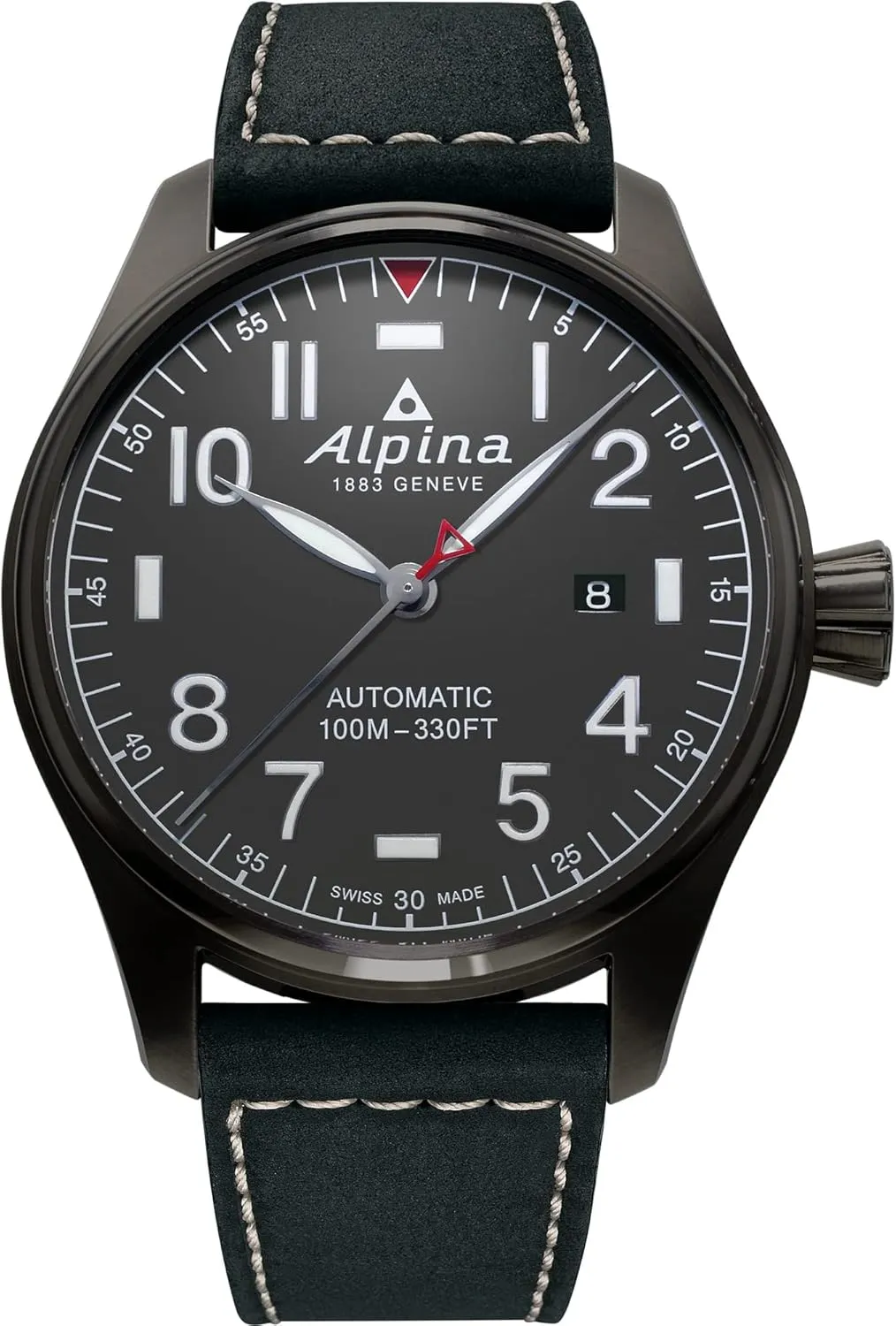 ALPINA Startimer Pilot 3-Hand Automatic, Arabic Markers, Sapphire Crystal, 44mm