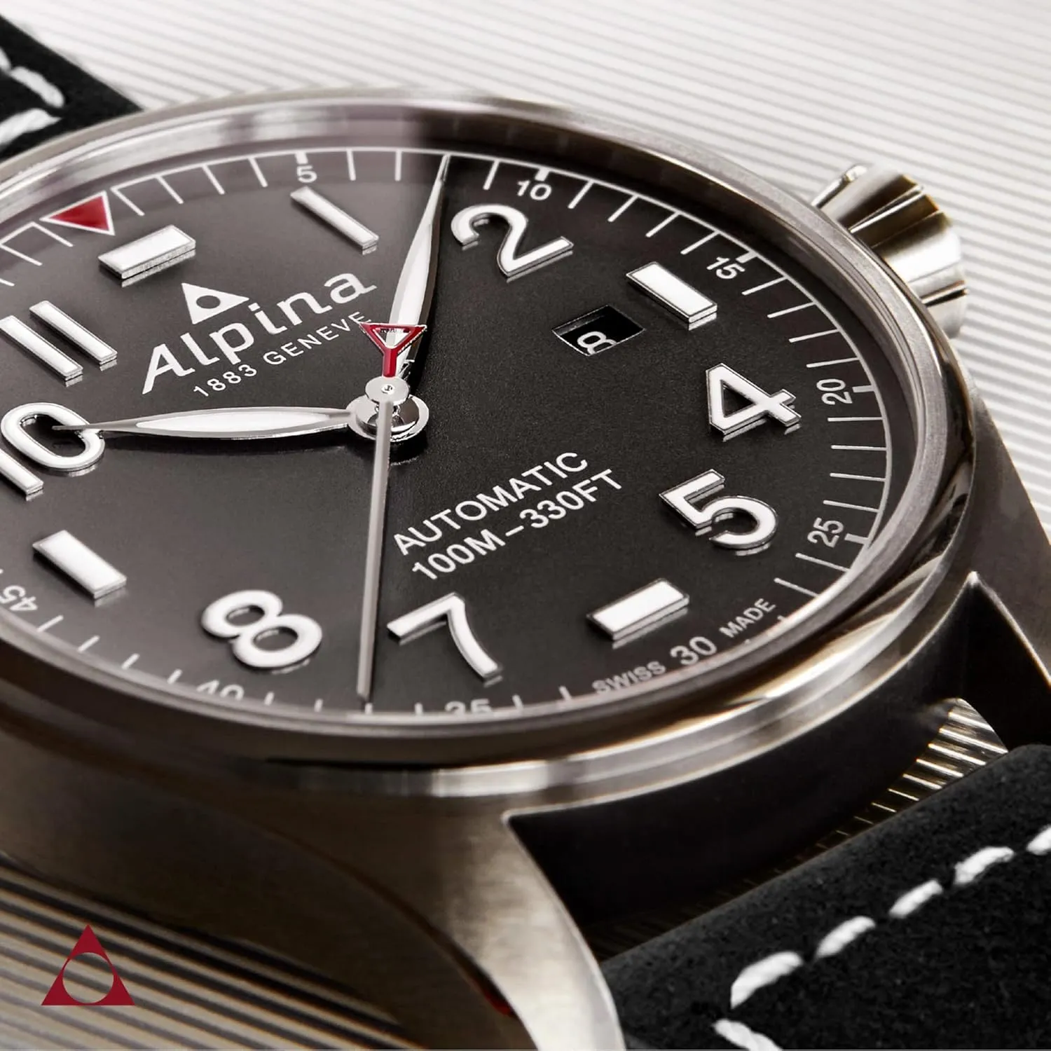 ALPINA Startimer Pilot 3-Hand Automatic, Arabic Markers, Sapphire Crystal, 44mm