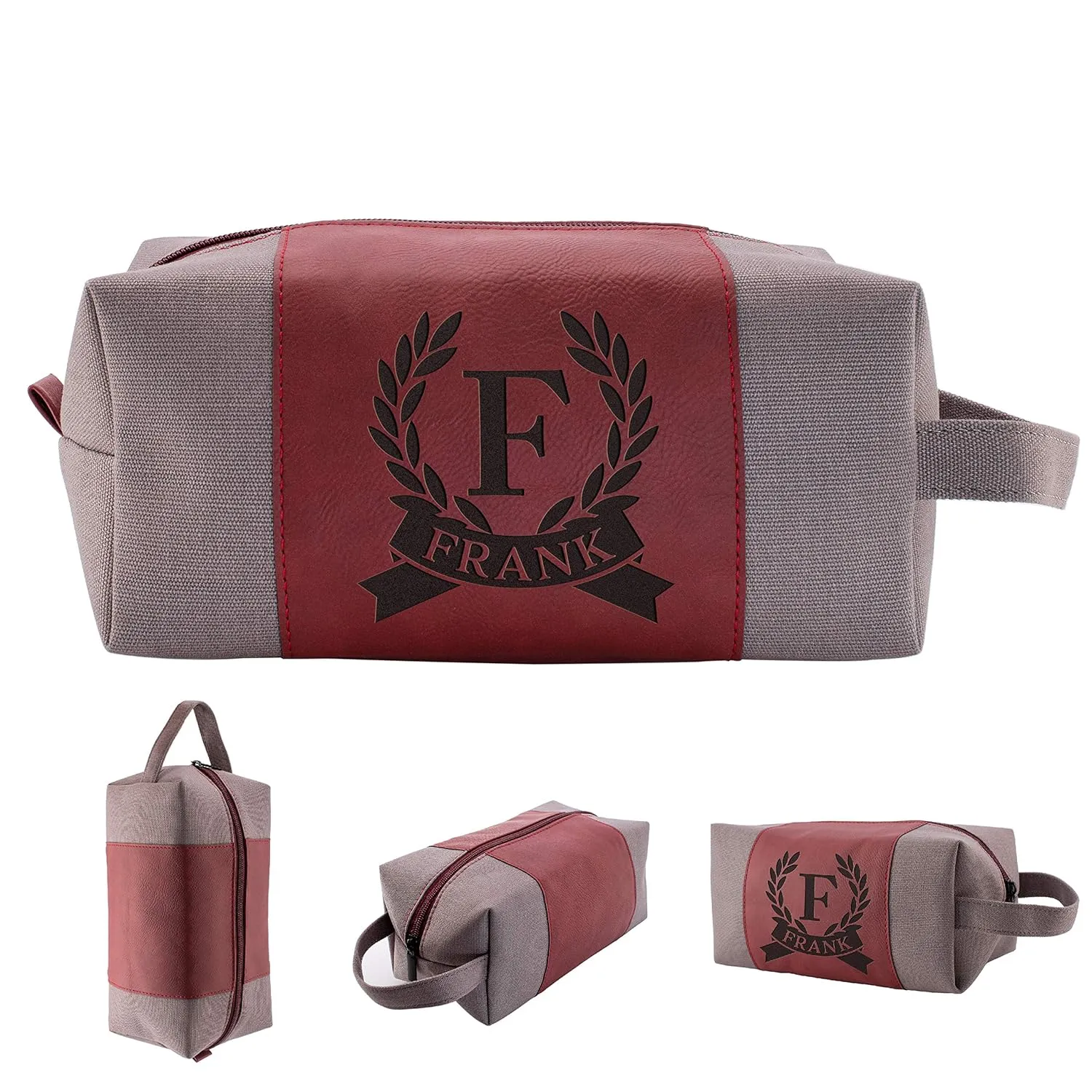 Amazing Items Personalized Toiletry Bag for Men | 12 Different Designs | Dad Gifts, Mens Shaving Dopp Kit, Waterproof Canvas Bathroom Toiletries Bags- Traveler Gifts for Men, Beige