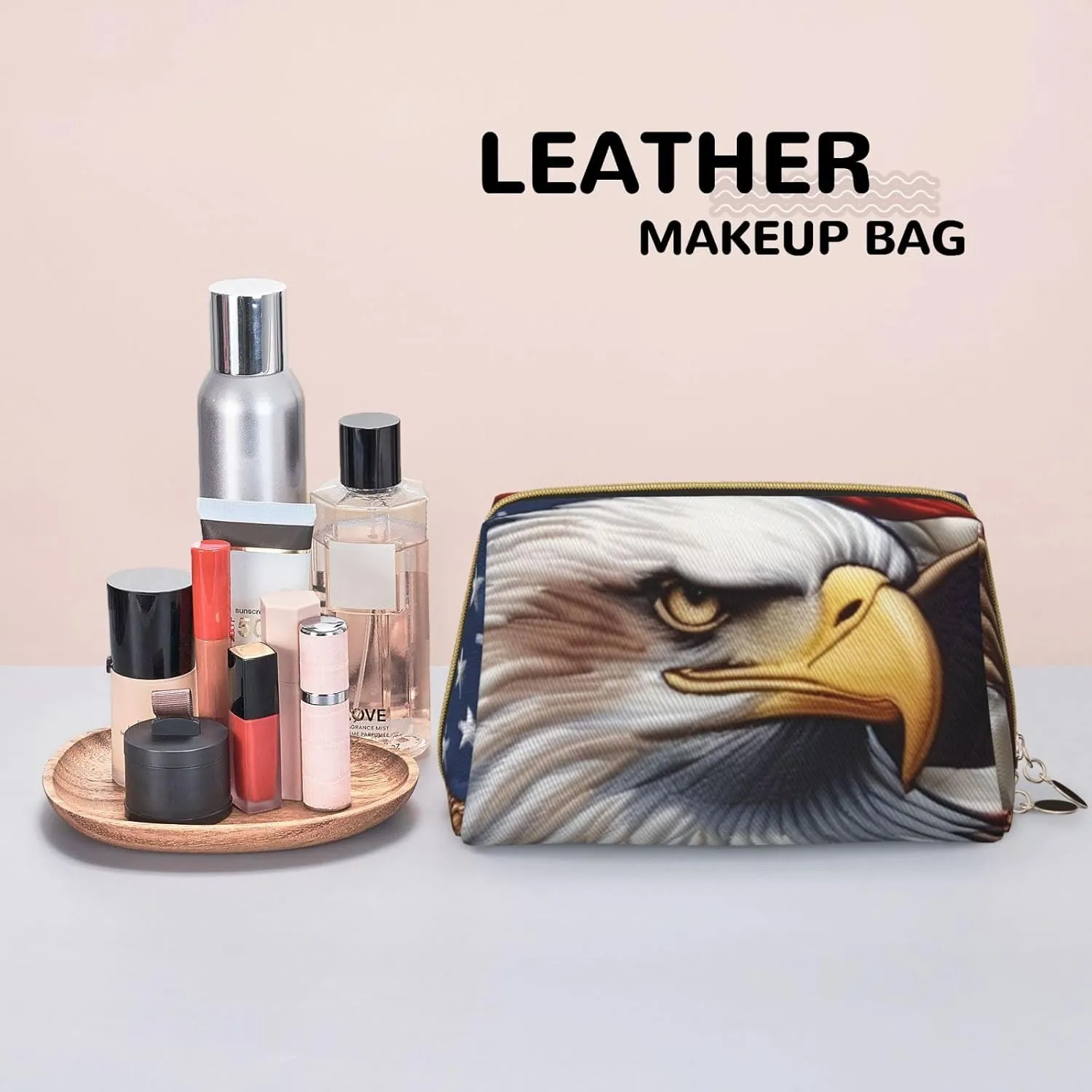American Bald Eagle Toiletry Pouch, Travel-Friendly Makeup Organizer For Makeup Brushes, Lipsticks