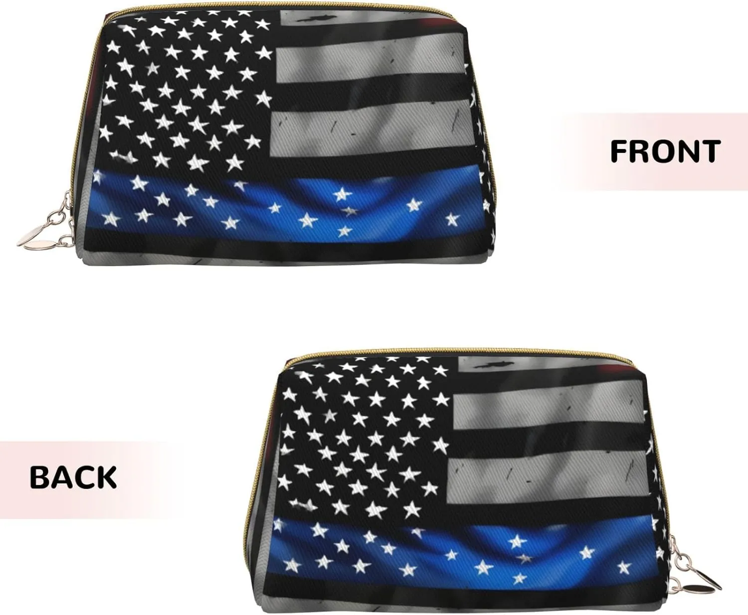 American Blue Line Flag Toiletry Pouch, Travel-Friendly Makeup Organizer For Makeup Brushes, Lipsticks