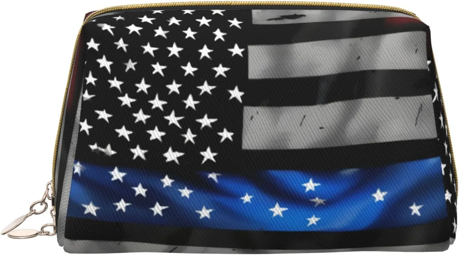 American Blue Line Flag Toiletry Pouch, Travel-Friendly Makeup Organizer For Makeup Brushes, Lipsticks