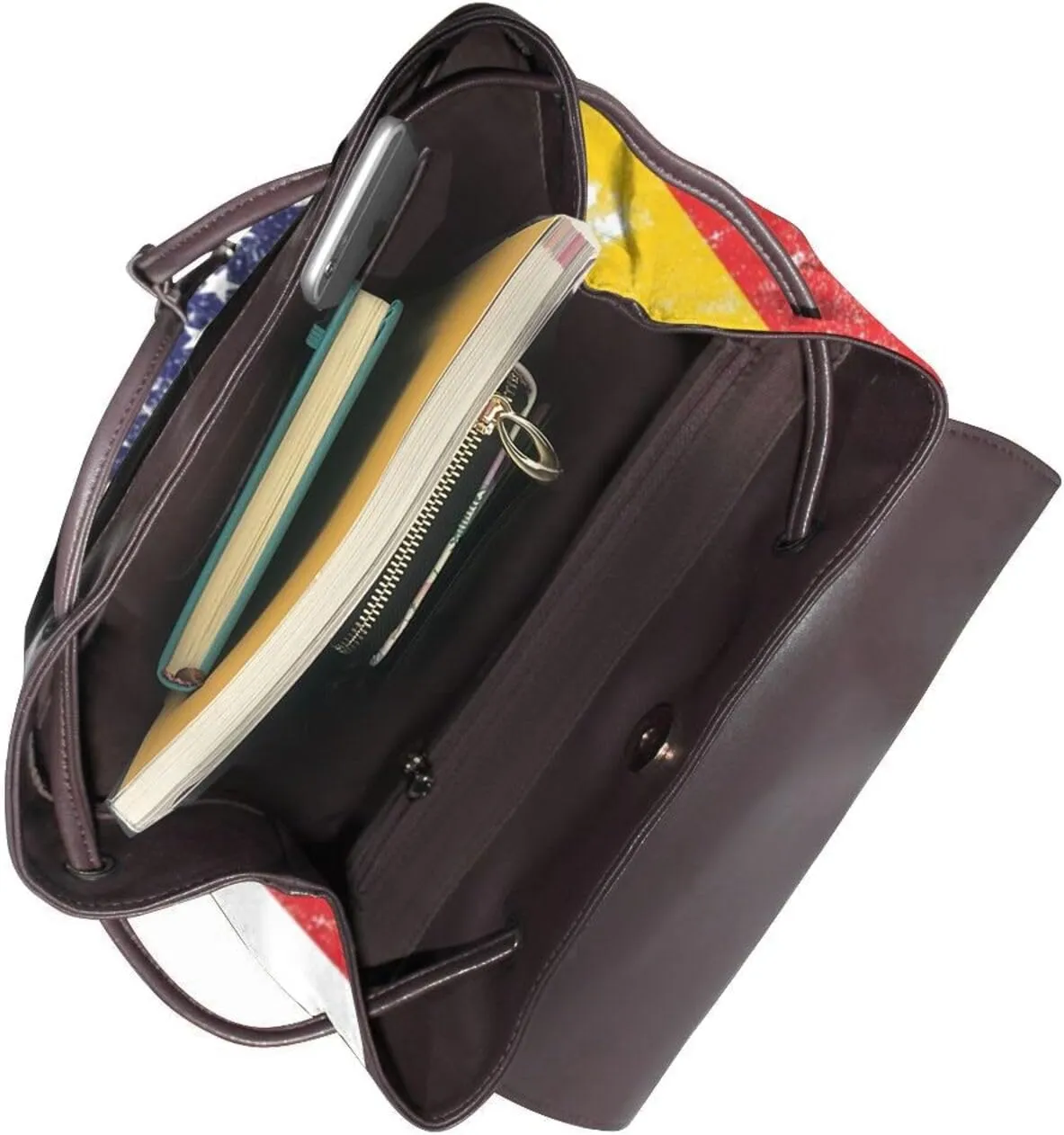 American German Flag Women's casual leather backpack
