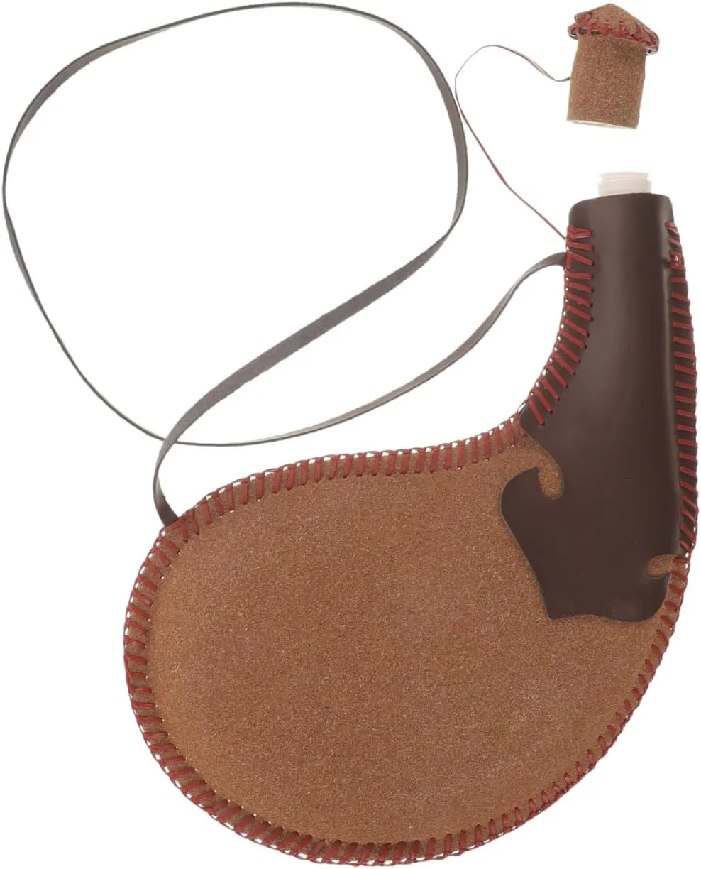 Amosfun Bota Wine Bag Traditional Spanish Bota Bag Vintage Leather Wine Bota Water Canteen Wine Flask Water Bottle Pouch with Shoulder Strap for Traveling Camping Hiking, 31.00X19.50X2.50CM, Brown