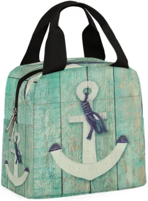 Anchor Plank Stripe Insulated Lunch Bag Women Reusable Lunch Tote Bag for Men Adult Leakproof Cooler Lunch Box for Work Office Picnic Travel