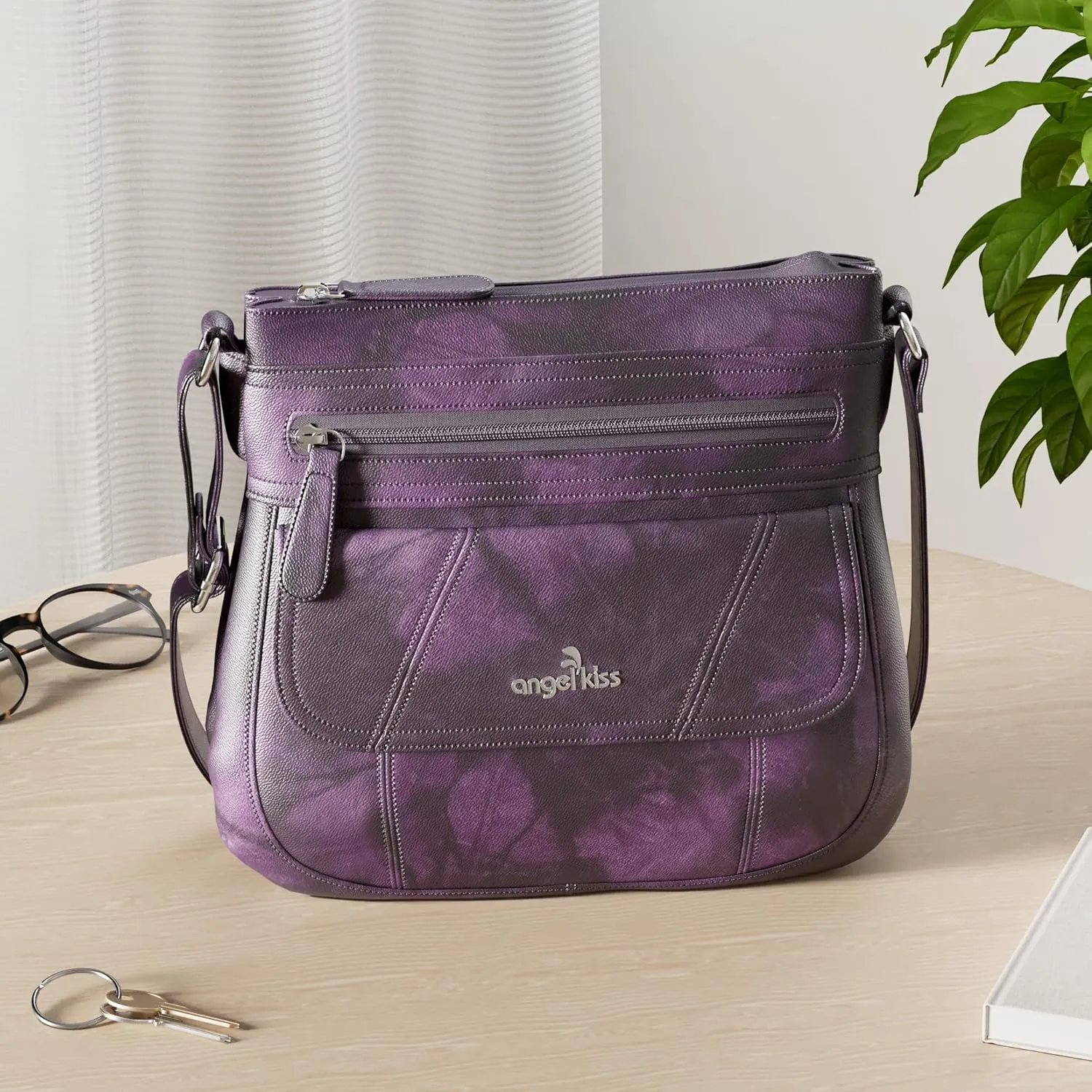 Angel Kiss Crossbody Bags for Women PU Leather Shoulder Handbag Ladies Purses and Handbag with adjustable Strap