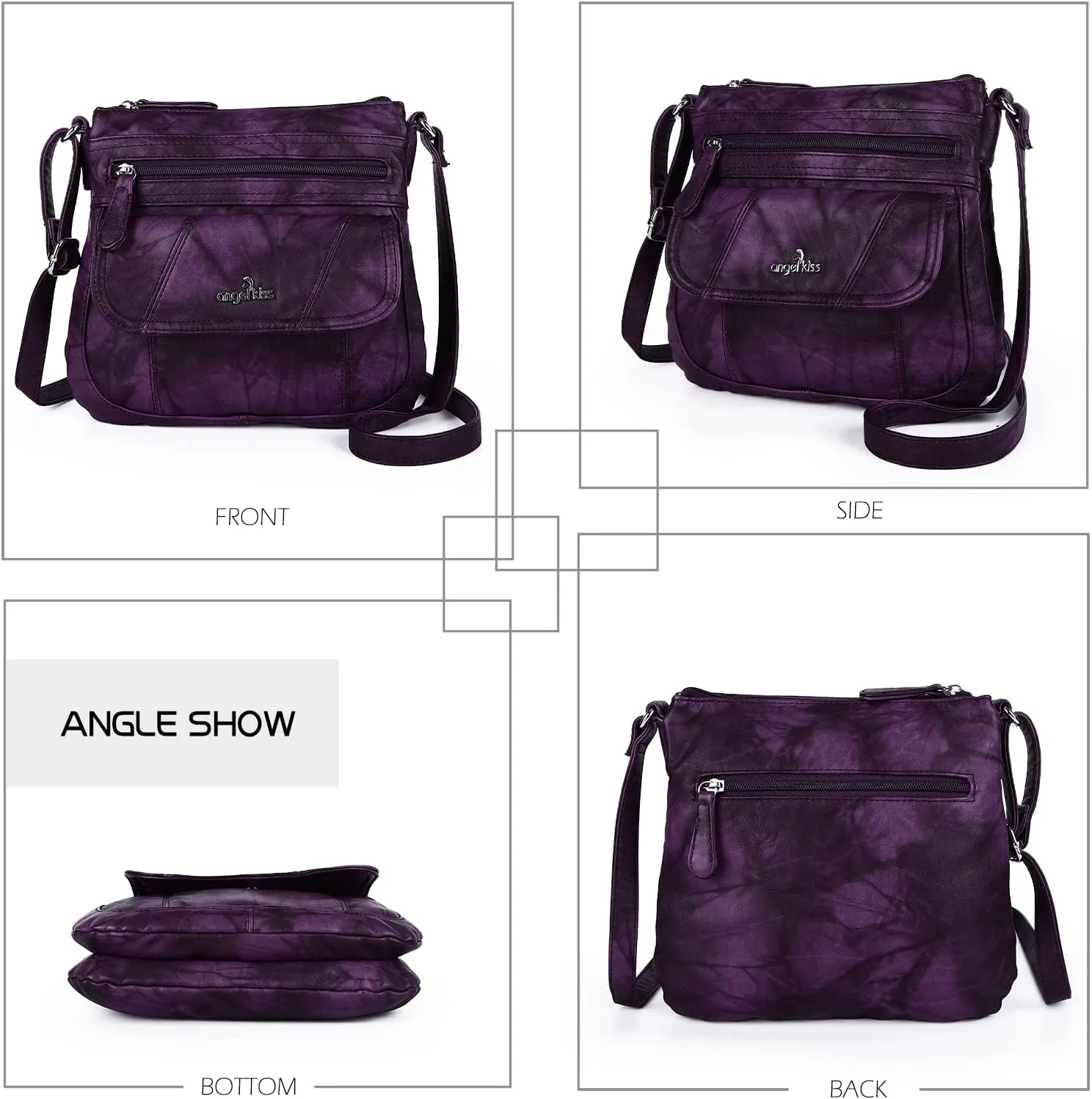 Angel Kiss Crossbody Bags for Women PU Leather Shoulder Handbag Ladies Purses and Handbag with adjustable Strap