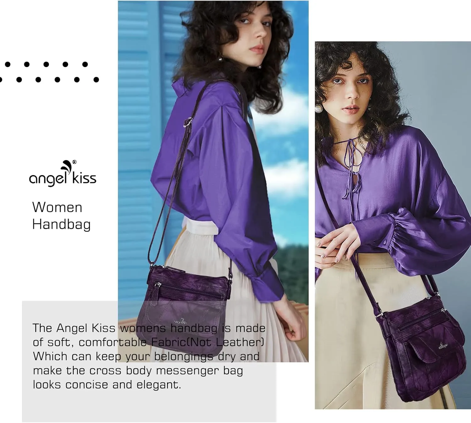 Angel Kiss Crossbody Bags for Women PU Leather Shoulder Handbag Ladies Purses and Handbag with adjustable Strap