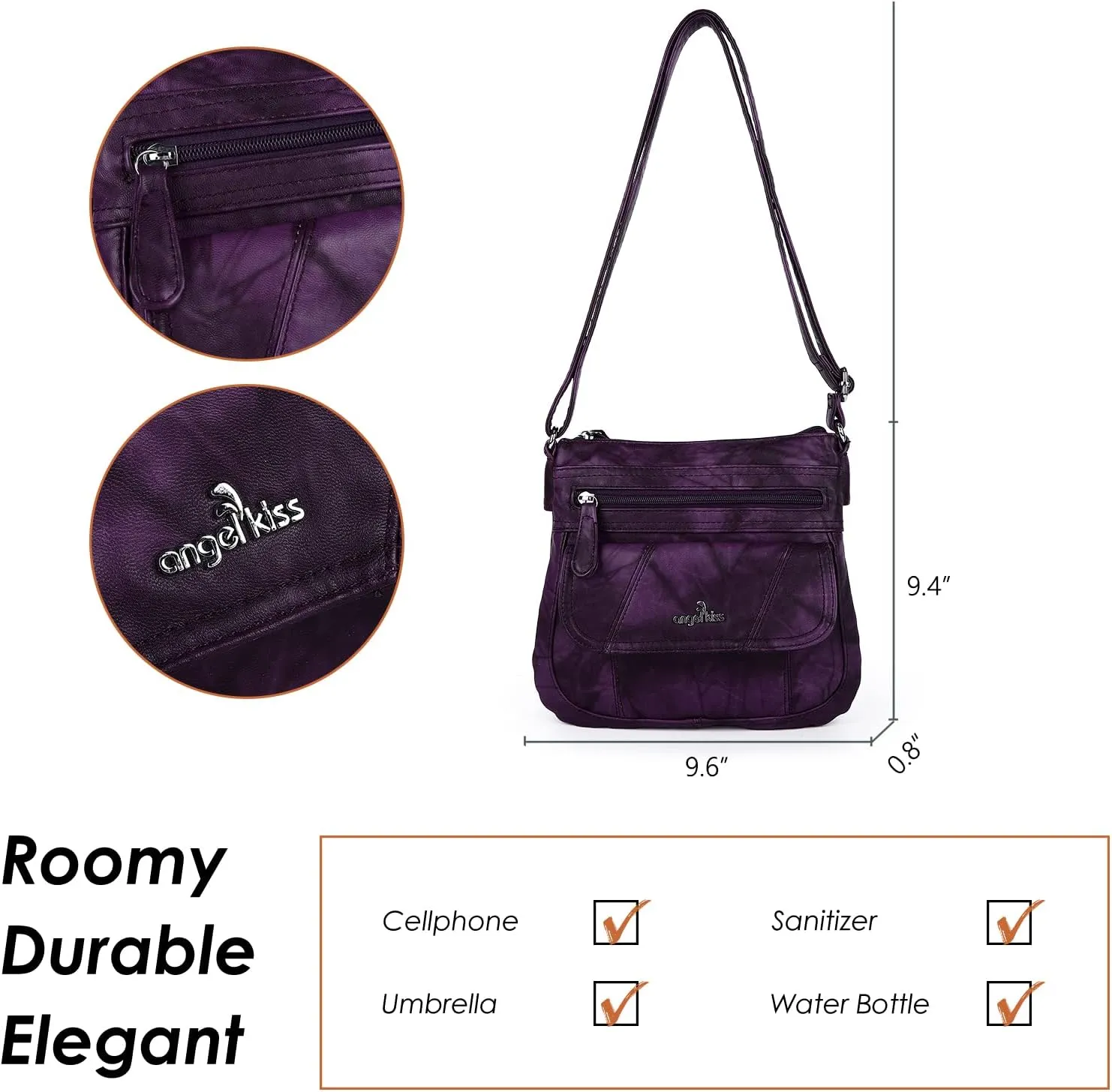 Angel Kiss Crossbody Bags for Women PU Leather Shoulder Handbag Ladies Purses and Handbag with adjustable Strap