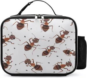 Animal Ants Print Lunch Bag Insulated Cooler Tote Bag Leakproof Bento Box for Travel Picnic Office