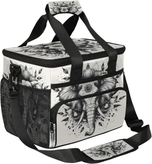 Animal Elephant Insulated Large Lunch Bag Lunchbox Reusable Leakproof Cooler Bags with Shoulder Strap for Adult Men Women Work Picnic