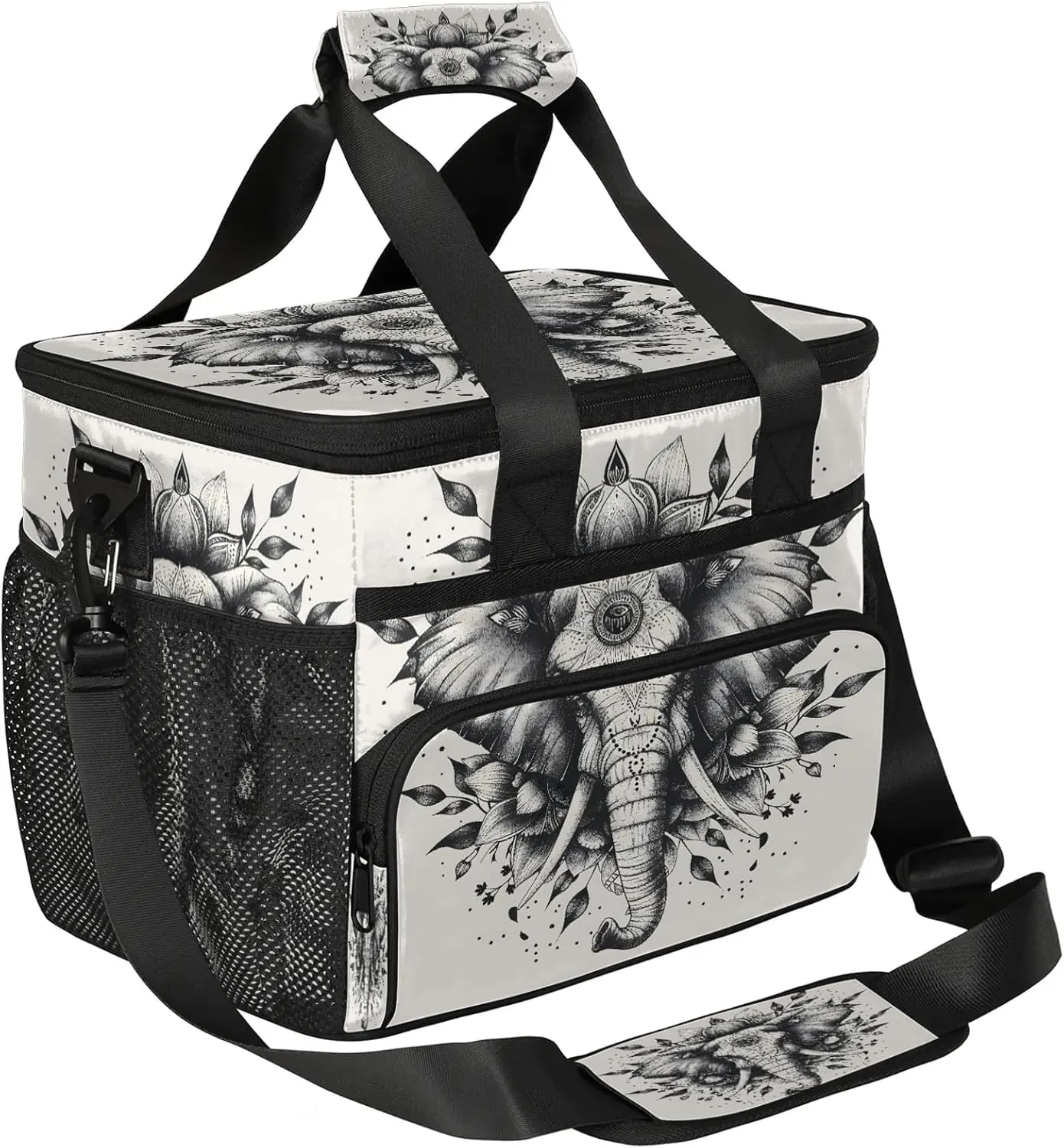 Animal Elephant Insulated Large Lunch Bag Lunchbox Reusable Leakproof Cooler Bags with Shoulder Strap for Adult Men Women Work Picnic