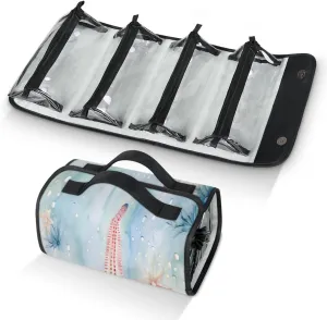 Animal Starfish Travel Toiletry Bag Clear Cosmetic Bag Organizer Waterproof Foldable Makeup Bag with 4 PVC Pouches Travel Organizer Bags for Luggage Business Trip