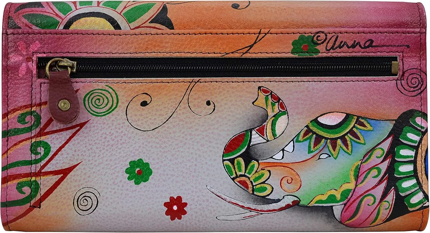 Anna by Anuschka Women's Hand Painted Leather Three Fold Organizer Wallet