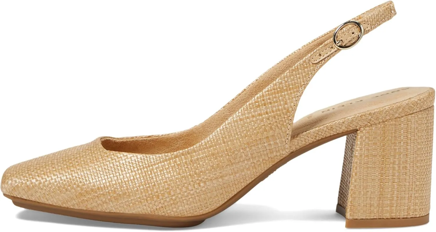 Anne Klein Womens Faux Leather Square Toe Slingback Heels