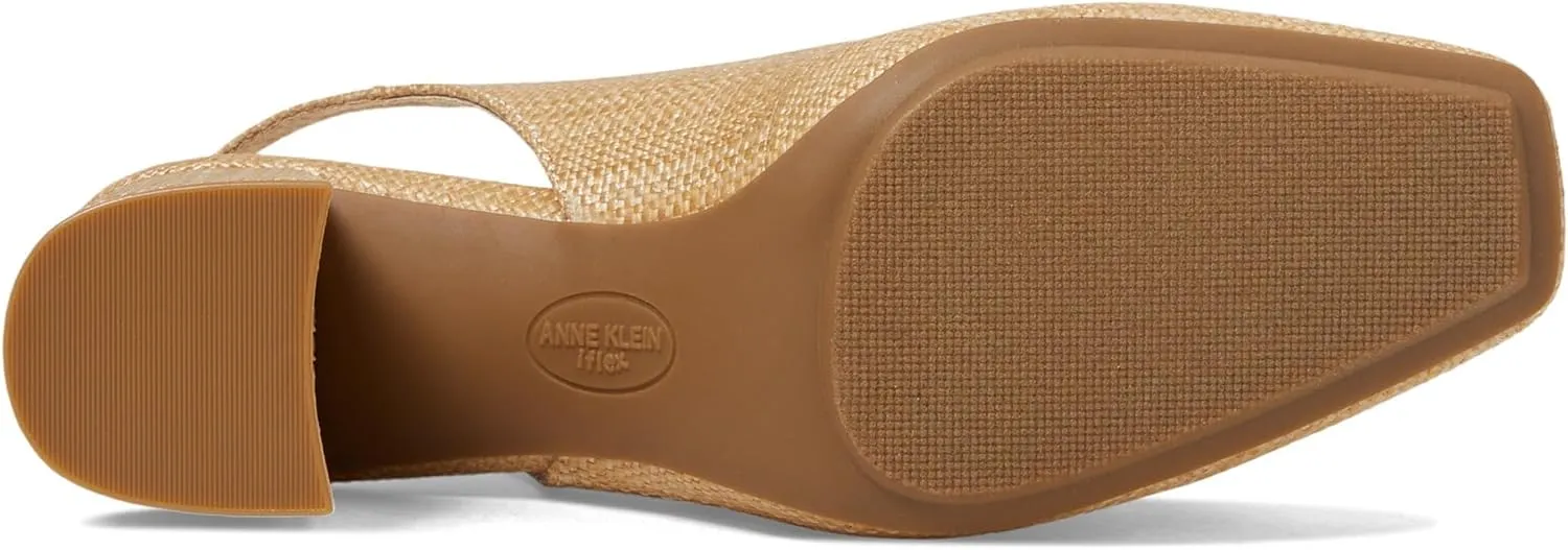 Anne Klein Womens Faux Leather Square Toe Slingback Heels