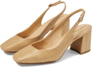 Anne Klein Womens Faux Leather Square Toe Slingback Heels