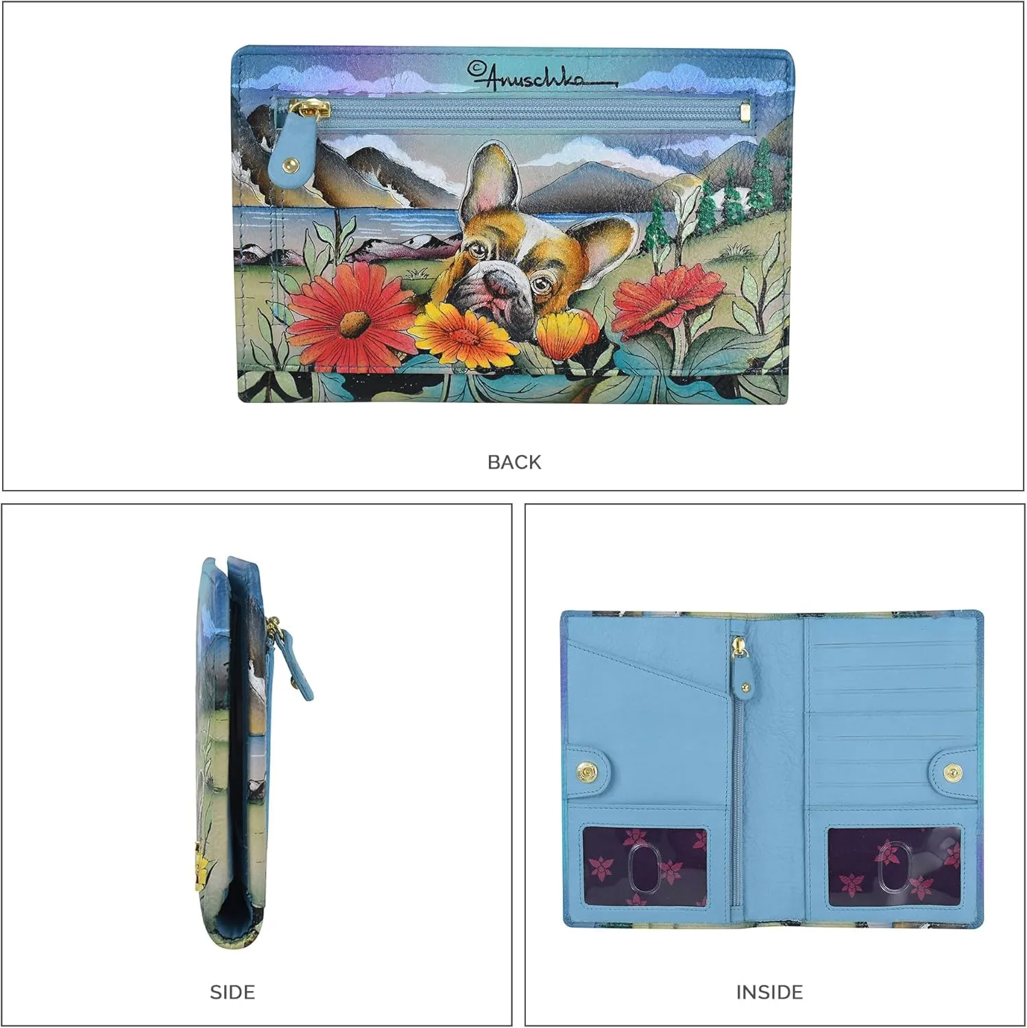 Anuschka Women's Original Hand-Painted Genuine Leather Two Fold Wallet