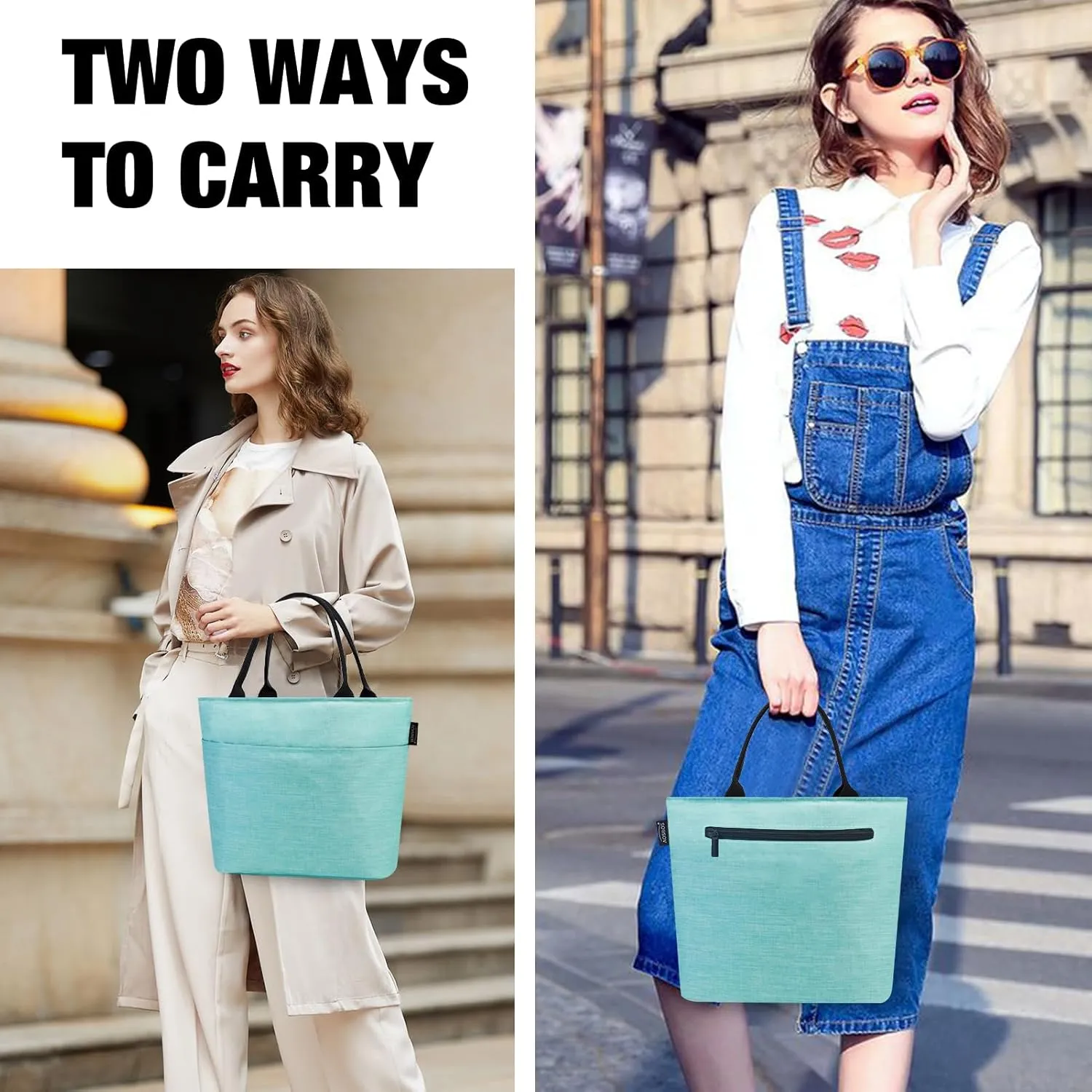 Aosbos Lunch Bag Lunch Box for Women Adult Insulated Lunch Cooler Bag Thermal LunchBox Lunch Tote Bolsa Termica Almuerzo Lonchera, Green