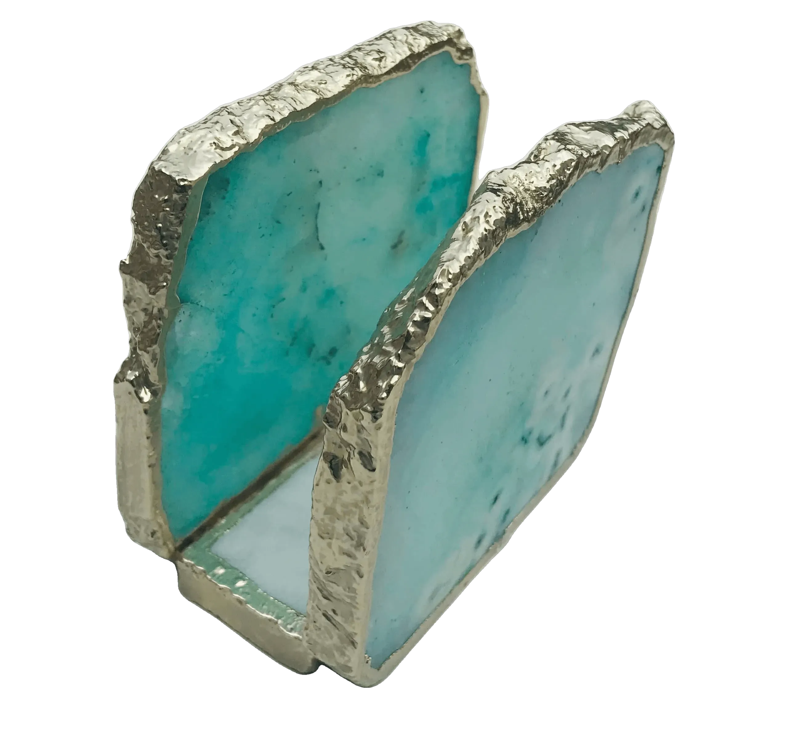 Aqua Agate Stone Napkin Holder