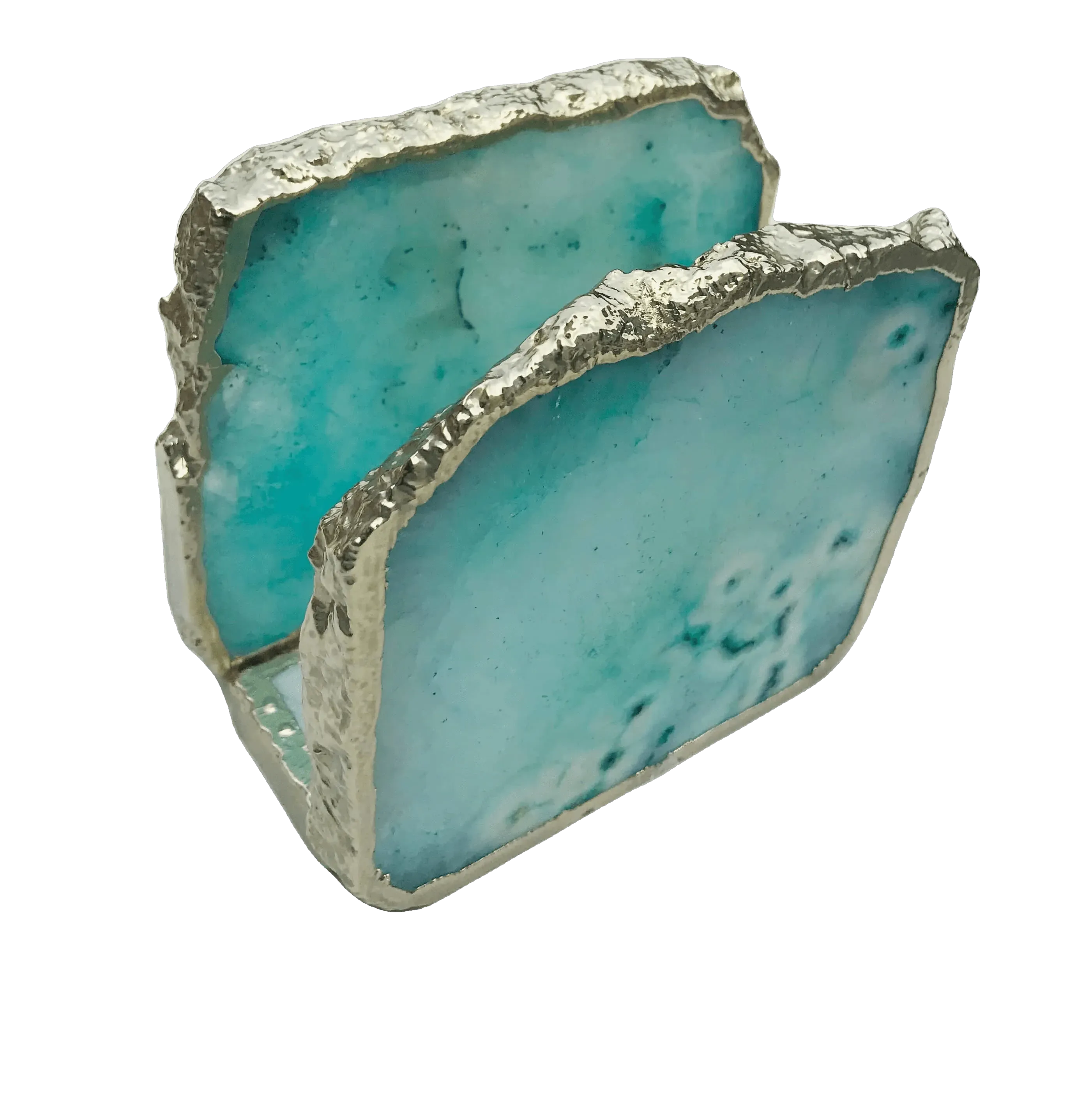 Aqua Agate Stone Napkin Holder