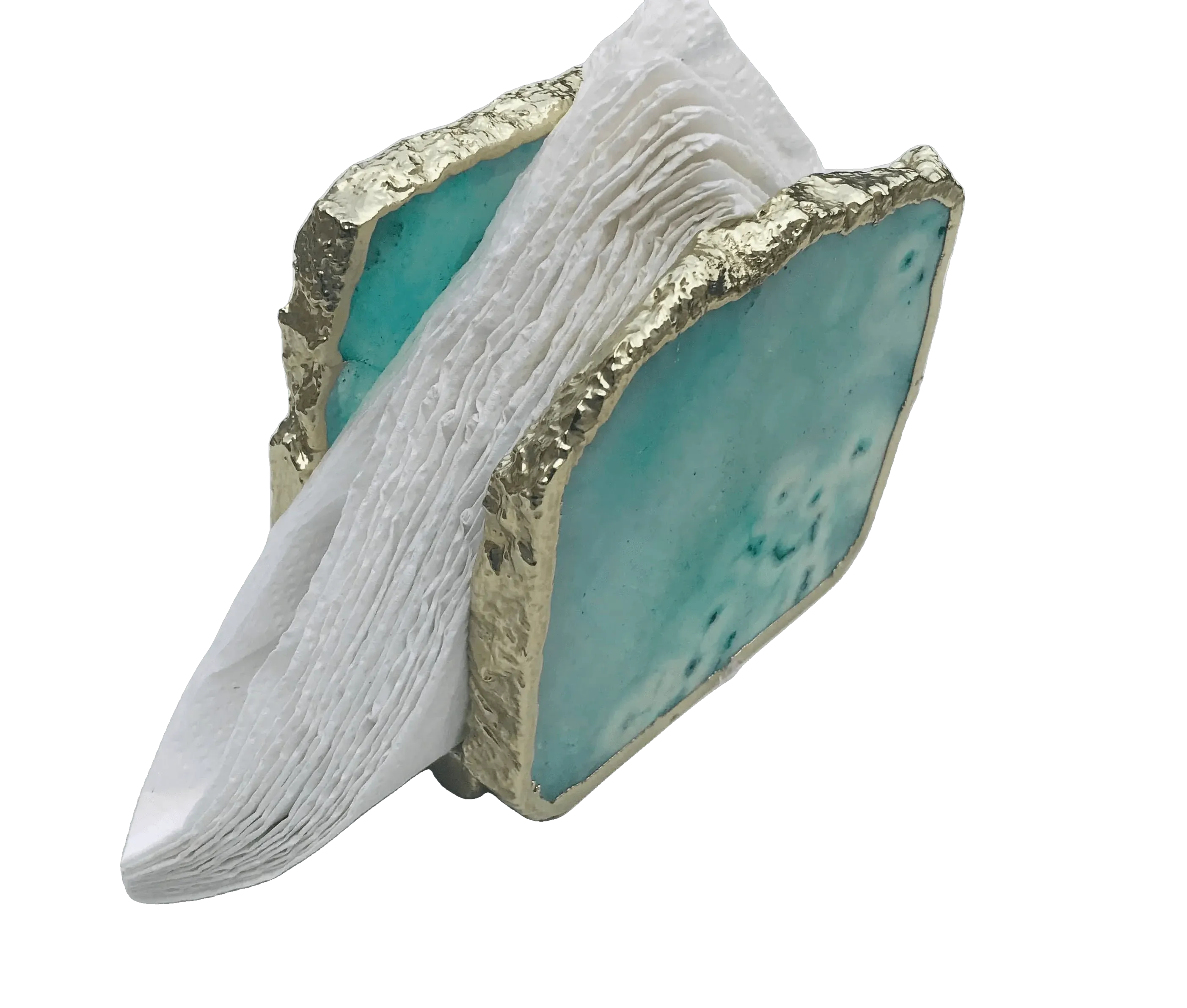 Aqua Agate Stone Napkin Holder
