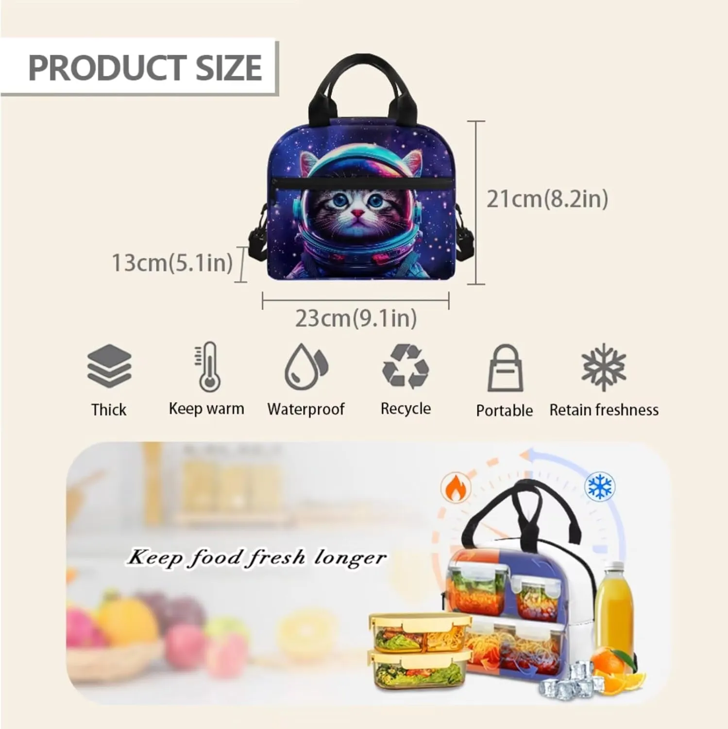 Astronaut Boys 3PCS Backpack 4-6 Years Old Cool Cat School Bag for Preschool Kids 1st Grade Stylish Little Boys Bookbag with Lunch Bag School Supplies
