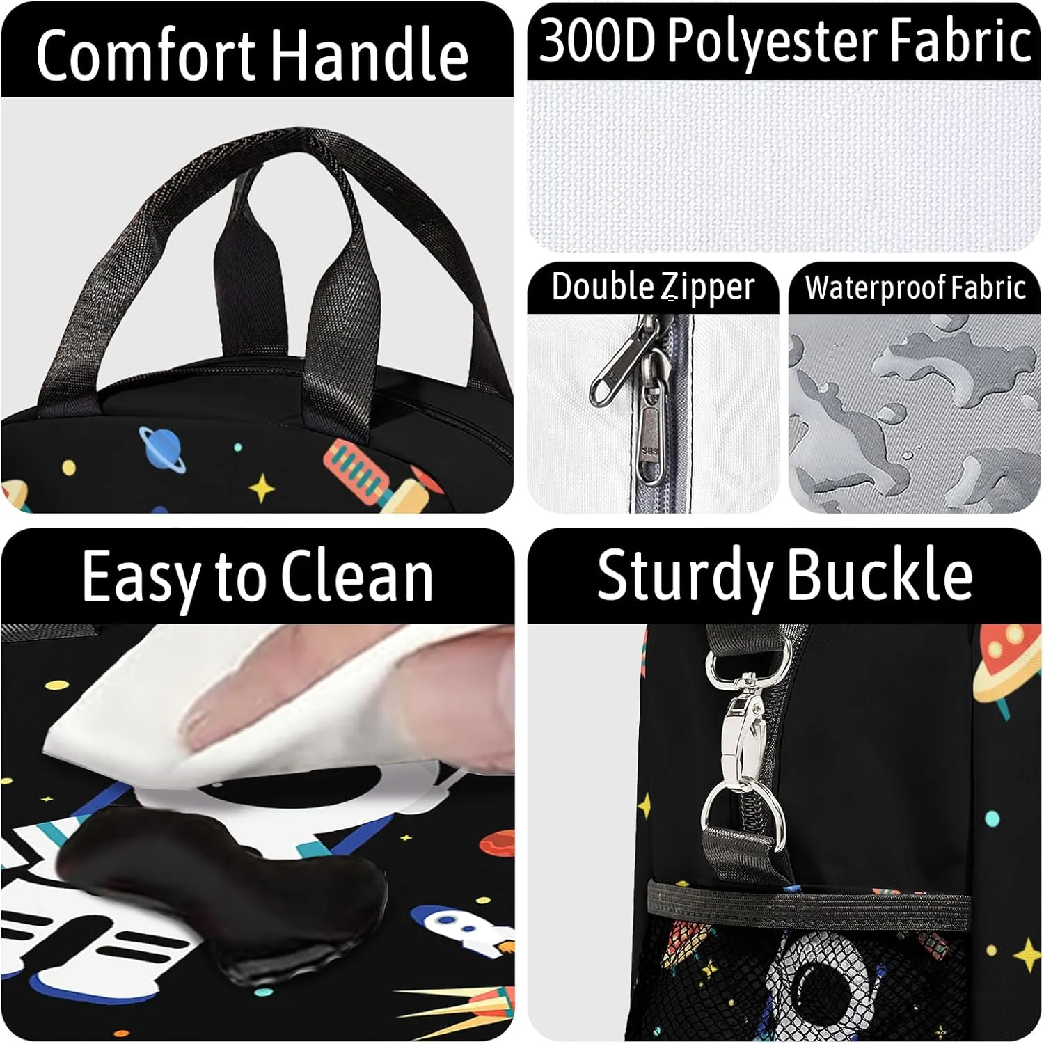 Astronaut Lunch Tote Bag for Men Women,Space Astronaut Lunch Bag with Double Zip,Freezable Classic Spaceman Lunch Box for Travel,Work,Camping,Picnic