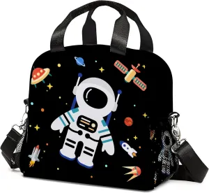 Astronaut Lunch Tote Bag for Men Women,Space Astronaut Lunch Bag with Double Zip,Freezable Classic Spaceman Lunch Box for Travel,Work,Camping,Picnic