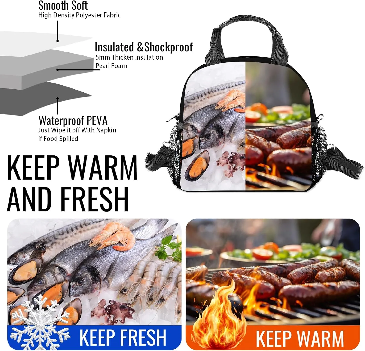 Astronaut Lunch Tote Bag for Men Women,Space Astronaut Lunch Bag with Double Zip,Freezable Classic Spaceman Lunch Box for Travel,Work,Camping,Picnic